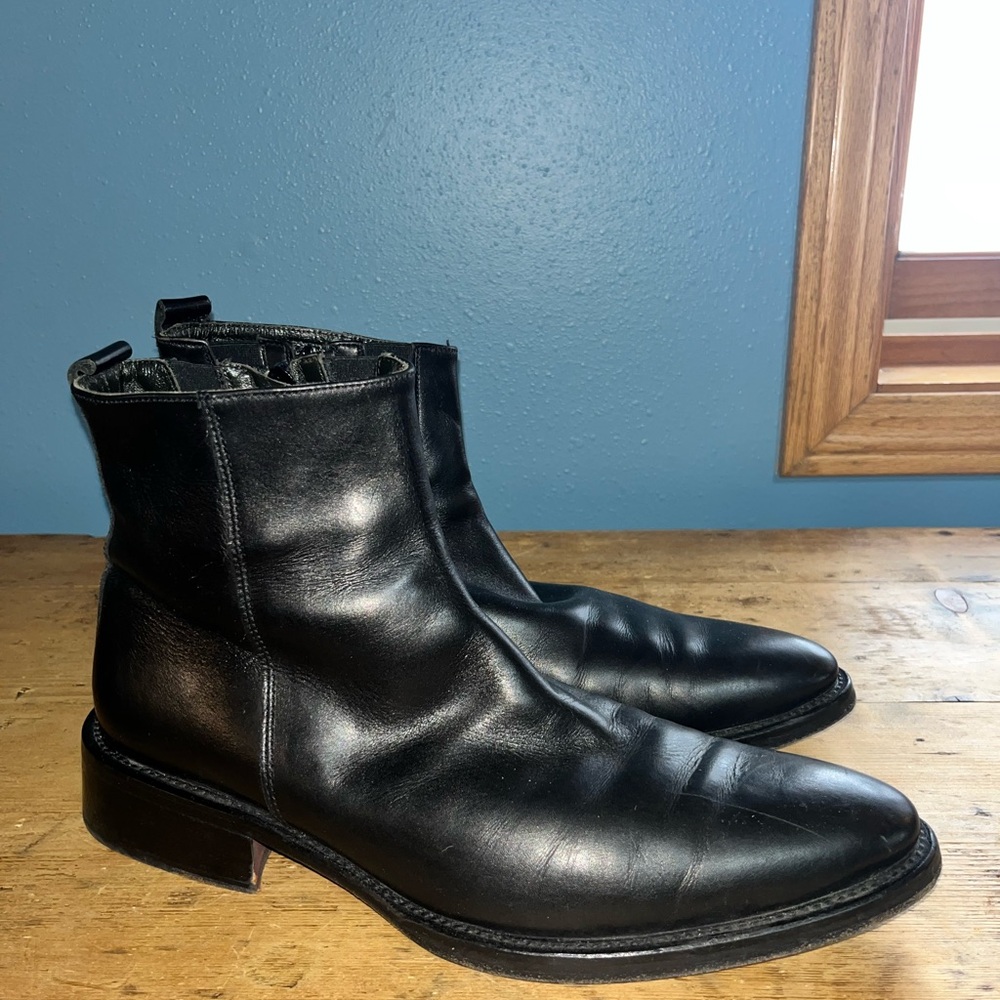 Black Men's Boots, genuine leather, made in Italy